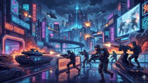 Футуристический пейзаж карты Нео-Токио в игре Battlefield 2026 для обзора обновления на ПК