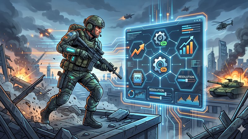 Иллюстрация к руководству по оптимизации Battlefield 2026 для слабых ПК в современном стиле